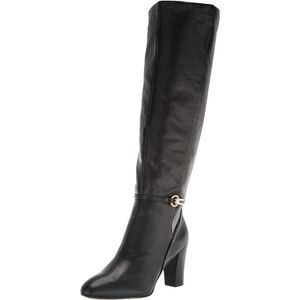 FRANCO SARTO Womens Black Hardware Palermo Almond Toe Leather Boots 8.5 M